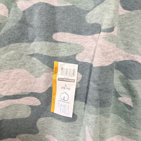 Time and Tru Camouflage Crewneck Sweatshirt - Picture 2 of 4